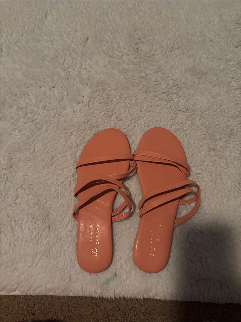 LC Lauren Conrad Coral Multi-Strap Slide Sandals